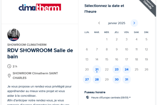 Réservez en ligne votre rendez-vous pour votre projet de salle de bain